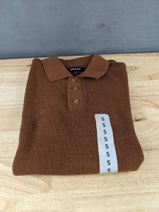 lot 241P image: DKNY Brown Mens Size Small Polo Sweater, $89 Retail - Brand New