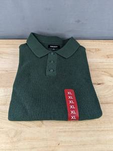 lot 351P image: DKNY Green Mens XL Polo Sweater $89.00 Retail - Brand New