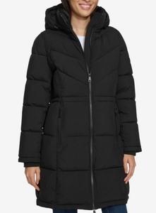 lot 9F image: DKNY Womens Long Black Puffer Jacket, Womens XXL $200 Retail - Brand New