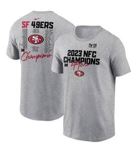 lot 242P image: Nike NFL San Francisco 49ers 2023 NFC Champions Size Mens Small T-Shirt - Brand New