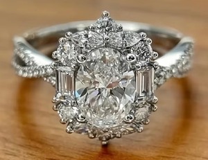 lot 55J image: Moissanite S925 Silver Plated Bohemian Elegant Ring, Adjustable Band Size 67 - Brand New