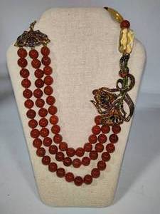lot 2 image: Heidi Daus The Rare Beauty Carnelian Three-Strand Necklace wSwarovsky Crystals