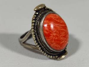 lot 7 image: 18K & Sterling Jasper() Statement Ring
