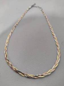 lot 57 image: Sterling925 Tri-Colored Braided Herringbone Necklace