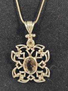 lot 67 image: 925 Sterling & Citrine Pendant w925 Stamped Necklace