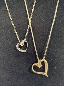 lot 68 image: Two 925Sterling Heart Pendant Necklaces