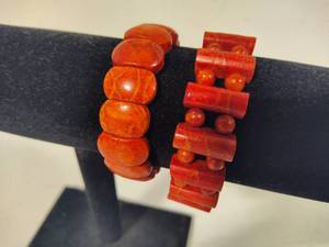 lot 78 image: Red Coral Stretch Bracelets