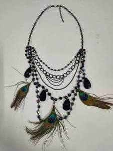 lot 84 image: Peacock Feather Statement Necklace