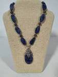 Merav Sodalite Statement Necklace & Sterling Pendant (Stamped 925)