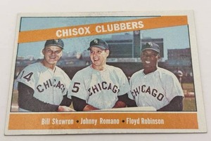 lot 33 image: 1966 Topps Baseball #199 Chisox Clubbers (Bill Skowron - Johnny Romano - Floyd Robinson)