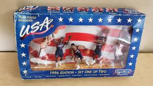 lot 48 image: Starting Lineup 1996 Edition USA Basketball Action Figures Set One of Two includes figures of John Stockton, Shaquille ONeal, Scottie Pippen, Anfernee Hardaway, and David Robinson