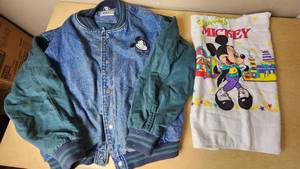 lot 56 image: Mickey Mouse Denim Jacket Size XL and Towel