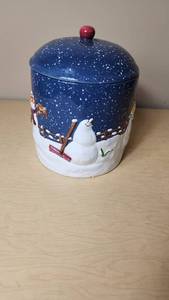 lot 69 image: Snowman Themed Ceramic Cookie Jar with Lid