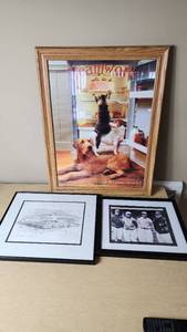 lot 98 image: Framed Artwork and Prints including Babe Ruth Ty Cobb Lou Gehrig Tris Speaker Picture, Pentagon Drawing and Teamwork Poster