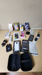 lot 173 image: Samsung and Sony Electronics Lot including Galaxy Note5 S-View Flip Cover, Mophie Juice Pack, and Sony Earbuds