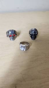 lot 198 image: Large Skill Rings and One Clear Stone Ring