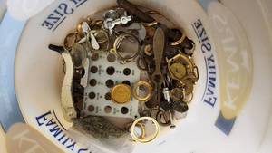 lot 203 image: Lot of Watch Parts and Accessories including Bezels, Gears, and Tools