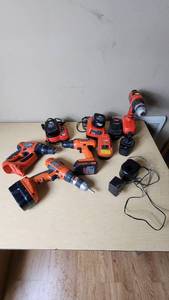lot 224 image: Black & Decker Power Tool Set including Drills, Chargers, and Batteries 18v and 20v varieties