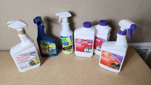 lot 232 image: Bonide Garden Products including Tomato & Vegetable Spray, Fung-onil Fungicide, and Annual Tree & Shrub Insect Control - Partials