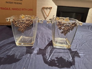 lot 35 image: Pair of Vintage Arthur Court Glass Ice Buckets