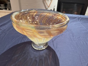 lot 51 image: Unique Glass Bowl 10.5 Diameter x 7.5 Tall