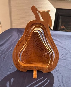 lot 52 image: Collapsible Pear-Shaped Wooden Fruit Basket