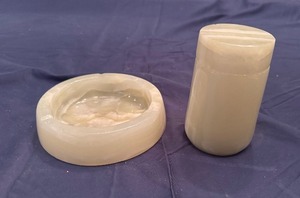 lot 81 image: Vintage Marble Ashtray and Cigarette Container Set
