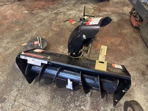 lot 13 image: Craftsman Snowblower Attachment for Craftsman Mower Model 917.258921 includes Two 55 lb Counterweights, Minimal Use