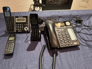 lot 99 image: Collection of Landline Telephones, including several corded and cordless models from Panasonic and AT&T