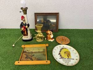 Mixed Lot Collectibles - Lamp, Artwork, Plate