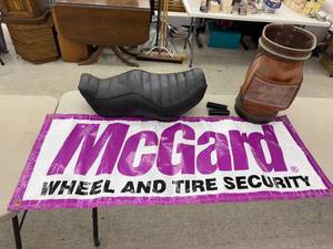 McGard Banner, Motorcycle Seat & Vintage Golf Bag