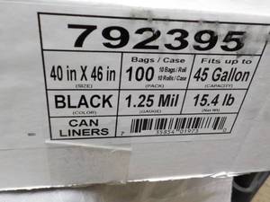 lot 85 image: Case of Black 45 Gallon Bags- parti...