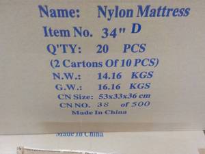 lot 109 image: 9 cases Nylon Mattresses...