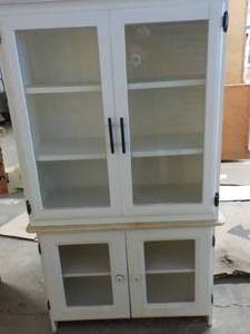 lot 216 image: 2 pc Wood and Glass Display Cabinet...