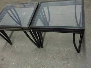 lot 219 image: 2 Metal and Glass End Tables 24 x 2...
