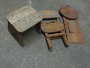 lot 222 image: 3 Wood Stools - 2 are collapsible...