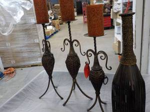 lot 229 image: 3 Candles Holders and Vase Dcor- ...
