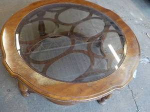 lot 245 image: Wood and Glass Coffee Table...