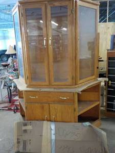 lot 205 image: 2 pc Wood and Glass Display Stand w...