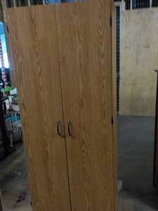lot 211 image: 2 door Wood Cabinet 29 x 17 x 70...