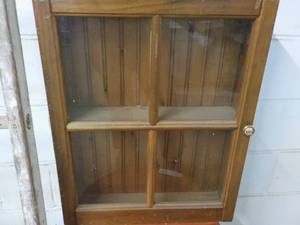 lot 212 image: Wood and Glass Wall Cabinet 20 x 26...