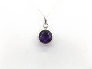 lot 10 image: .925 Sterling Silver Faceted Amethyst Crystal Pendant Necklace