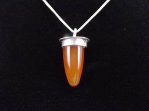 lot 16 image: .925 Sterling Silver Carnelian Tooth Pendant Necklace