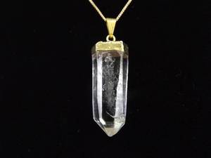 lot 28 image: .925 Sterling Silver Vermeil Healing Crystal Pendant Necklace
