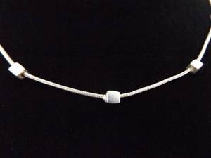 lot 34 image: .925 Sterling Silver Square Beaded Rope Necklace