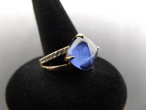 lot 37 image: .925 Sterling Silver Sapphire Crystal Vermeil Ring Size 7
