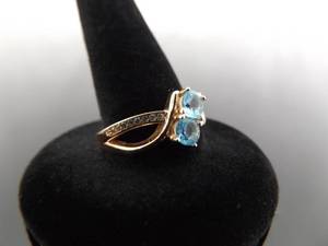 lot 38 image: .925 Sterling Silver Topaz Crystal Rose Gold Vermeil Ring Size 7.75