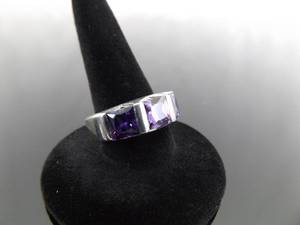 lot 57 image: .925 Sterling Silver Amethyst Crystal Ring Size 6.25