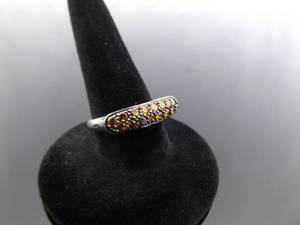 lot 66 image: .925 Sterling Silver Stacked Citrine Crystal Ring Size 6