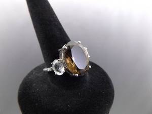 lot 69 image: .925 Sterling Silver Smokey Quartz Crystal Ring Size 6